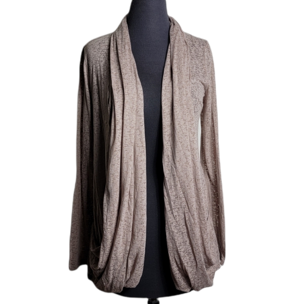 Free People lightweight open front cardigan size medium Tan fold back collar